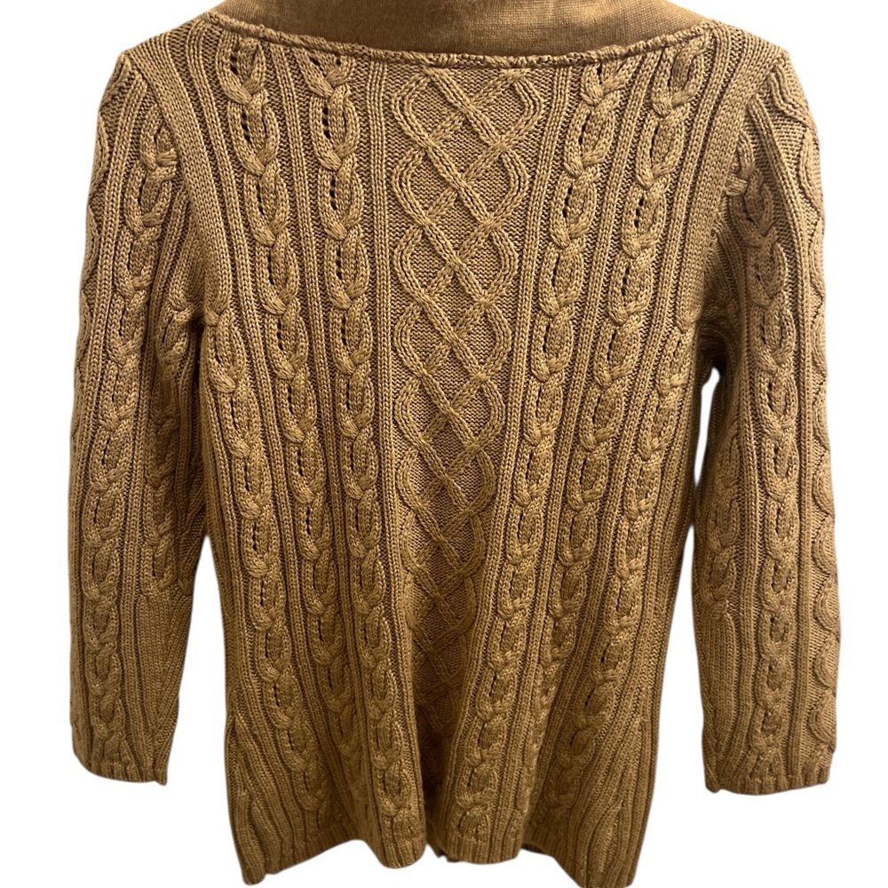 PowWow Wool Blend Cable Knit Cardigan w/Rabbit Fur Collar | M - Picture 10 of 16